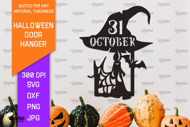 Halloween Door Hanger Laser Cut Design. Halloween Decor SVG SVG Evgenyia Guschina 