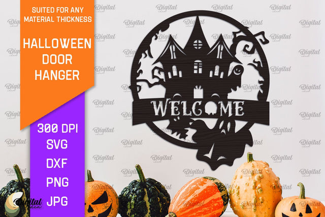 Halloween Door Hanger Laser Cut Design. Halloween Decor SVG SVG Evgenyia Guschina 