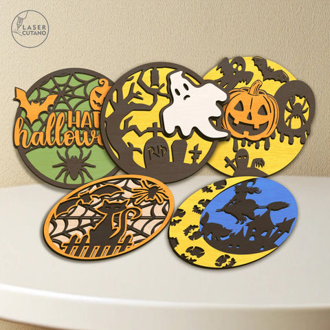 Halloween Door Hangers Templates SVG LaserCutano 
