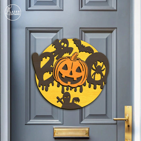 Halloween Door Hangers Templates SVG LaserCutano 