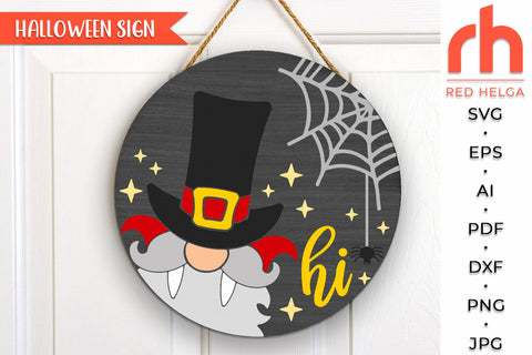 Halloween Door Sign Cut File, Dracula Gnome Silhouette SVG SVG RedHelgaArt 