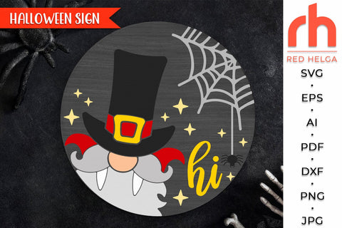 Halloween Door Sign Cut File, Dracula Gnome Silhouette SVG SVG RedHelgaArt 