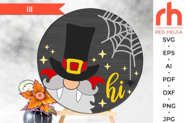 Halloween Door Sign Cut File, Dracula Gnome Silhouette SVG SVG RedHelgaArt 