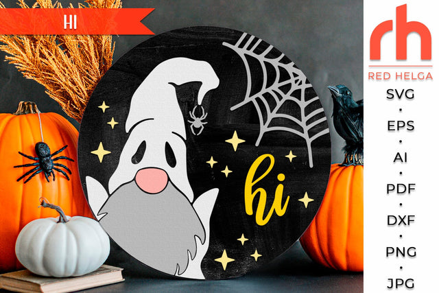 Halloween Door Sign Cut File, Ghost Gnome Silhouette SVG SVG RedHelgaArt 