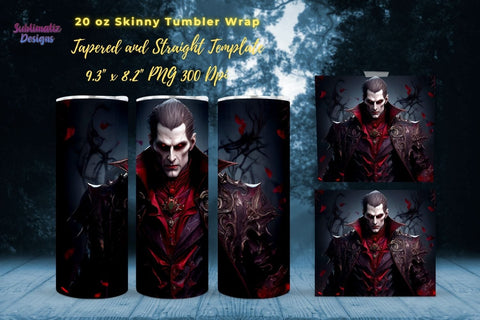 Halloween Dracula 20 oz Skinny Tumbler Wrap Bundle | Dracula Horror 20 Oz Tumbler Wraps Bundle | 20 Oz Skinny Tumbler Sublimation Design Sublimation Sublimatiz Designs 