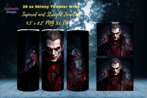 Halloween Dracula 20 oz Skinny Tumbler Wrap Bundle | Dracula Horror 20 Oz Tumbler Wraps Bundle | 20 Oz Skinny Tumbler Sublimation Design Sublimation Sublimatiz Designs 