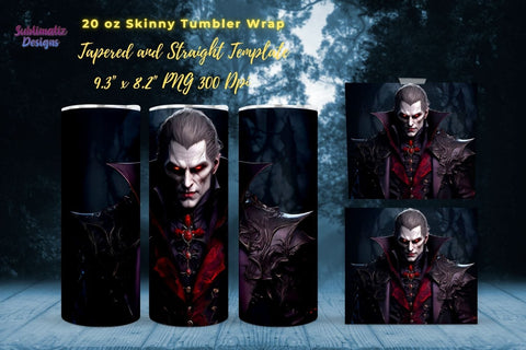 Halloween Dracula 20 oz Skinny Tumbler Wrap Bundle | Dracula Horror 20 Oz Tumbler Wraps Bundle | 20 Oz Skinny Tumbler Sublimation Design Sublimation Sublimatiz Designs 