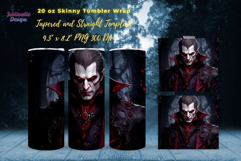 Halloween Dracula 20 oz Skinny Tumbler Wrap Bundle | Dracula Horror 20 Oz Tumbler Wraps Bundle | 20 Oz Skinny Tumbler Sublimation Design Sublimation Sublimatiz Designs 