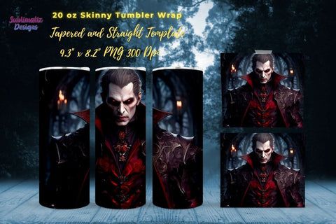 Halloween Dracula 20 oz Skinny Tumbler Wrap Bundle | Dracula Horror 20 Oz Tumbler Wraps Bundle | 20 Oz Skinny Tumbler Sublimation Design Sublimation Sublimatiz Designs 