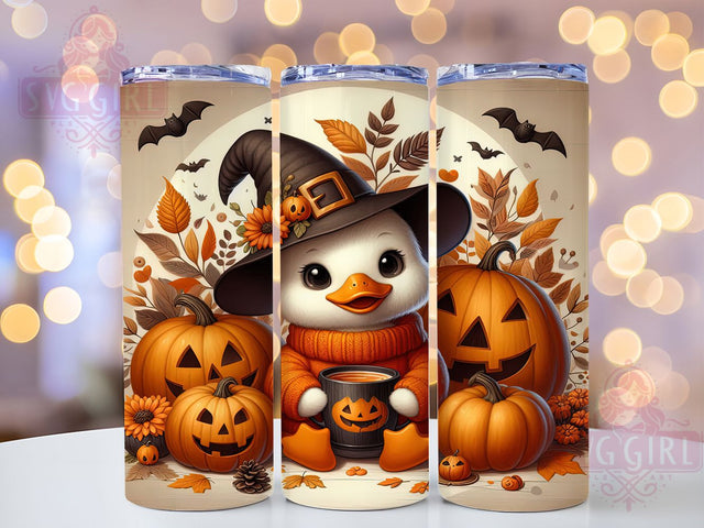 Halloween Duck Witch Pumpkin Tumbler, Halloween Pumpkin Wrap, Spooky Duck Design, 20Oz Skinny Tumbler, Witch Pumpkin Sublimation, Autumn Duck Drinkware, Halloween Tumbler Wrap Sublimation SvggirlplusArt 