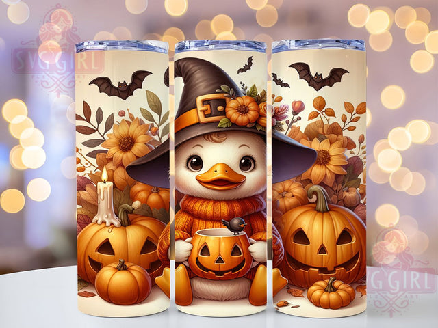Halloween Duck Witch Pumpkin Tumbler, Halloween Pumpkin Wrap, Spooky Duck Design, 20Oz Skinny Tumbler, Witch Pumpkin Sublimation, Autumn Duck Drinkware, Halloween Tumbler Wrap Sublimation SvggirlplusArt 