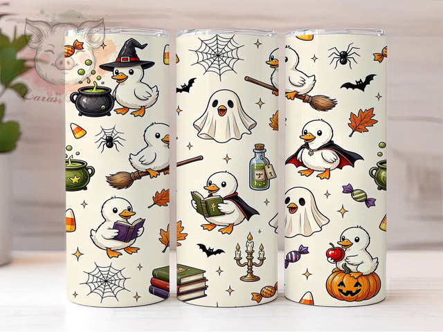 Halloween Ducklings 20oz Tumbler, Duckling Motif, Halloween Theme, Cute Spooky, Whimsical Style, Festive Charm, 20oz Wrap, Sublimation Tumbler Sublimation Lara' s Designs 