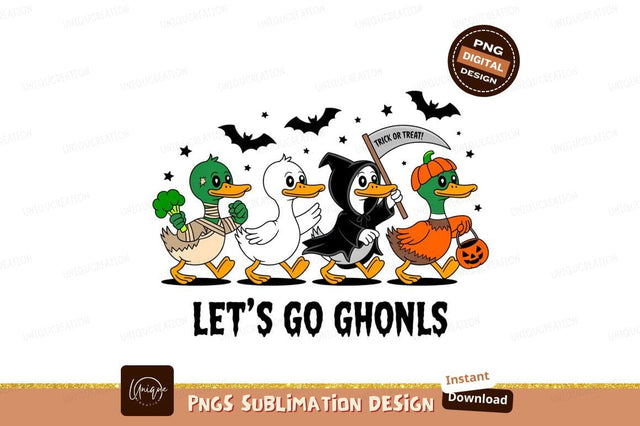 Halloween ducks trick or treat procession mummy Sublimation Designangry 