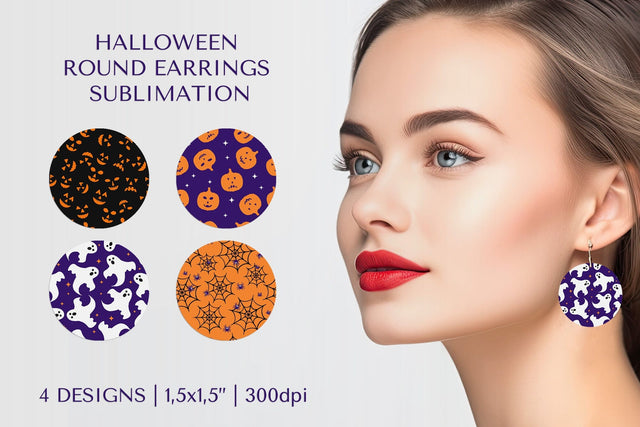Halloween earring sublimation. Halloween round earrings 009 Sublimation LaBelezoka 