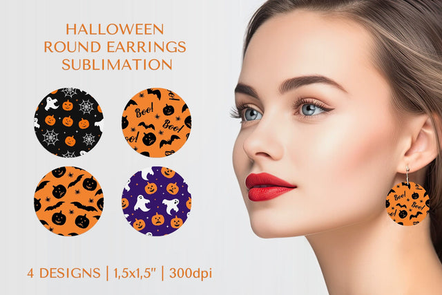 Halloween earring sublimation. Halloween round earrings 010 Sublimation LaBelezoka 
