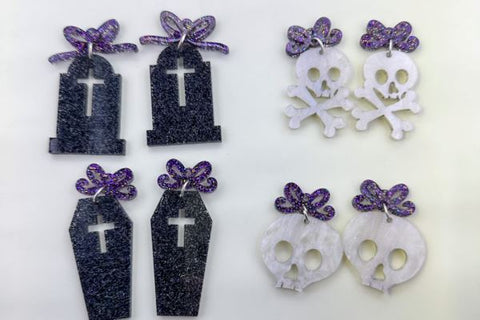 Halloween Earrings 16-Design Bundle Laser SVG File SVG Crafting With Brenna 