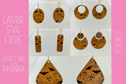 Halloween Earrings 5-Design Bundle Laser SVG File SVG Crafting With Brenna 