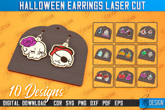 Halloween Earrings Laser Cut Bundle | Jewelry Design | Bijoux Design | CNC Files SVG Fly Design 