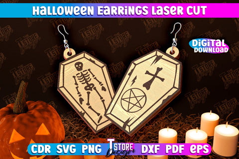 Halloween Earrings Laser Cut Bundle | Jewelry Design | Bijoux Design | CNC Files SVG The T Store Design 