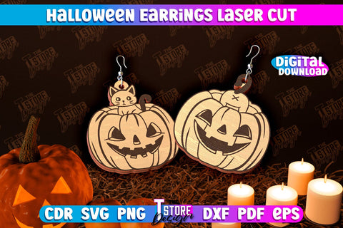Halloween Earrings Laser Cut Bundle | Jewelry Design | Bijoux Design | CNC Files SVG The T Store Design 