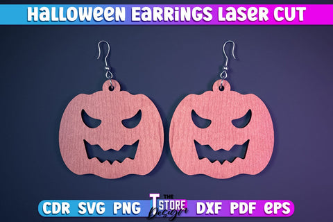 Halloween Earrings Laser Cut Bundle | Jewelry Design | Bijoux Design | CNC Files SVG The T Store Design 