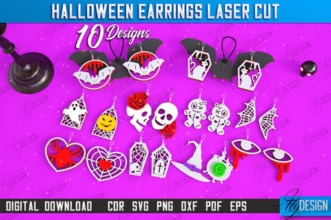 Halloween Earrings Laser Cut Bundle | Pendant Earrings | Jewelry | Accessories | Spooky Season | CNC Files SVG Fly Design 