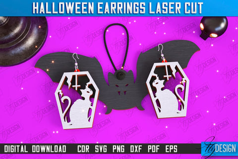 Halloween Earrings Laser Cut Bundle | Pendant Earrings | Jewelry | Accessories | Spooky Season | CNC Files SVG Fly Design 