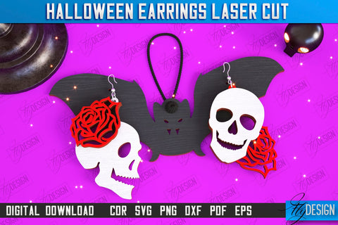 Halloween Earrings Laser Cut Bundle | Pendant Earrings | Jewelry | Accessories | Spooky Season | CNC Files SVG Fly Design 