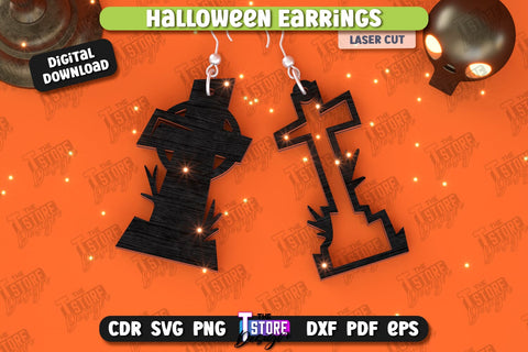 Halloween Earrings Laser Cut Bundle | Pendant Earrings | Jewelry | Accessories | Spooky Season | CNC Files SVG The T Store Design 