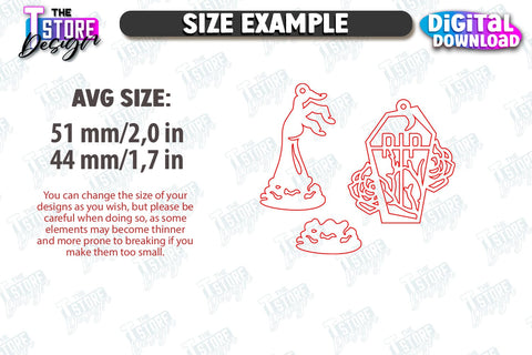 Halloween Earrings Laser Cut Bundle | Pendant Earrings | Jewelry | Accessories | Spooky Season | CNC Files SVG The T Store Design 