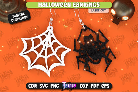 Halloween Earrings Laser Cut Bundle | Pendant Earrings | Jewelry | Accessories | Spooky Season | CNC Files SVG The T Store Design 