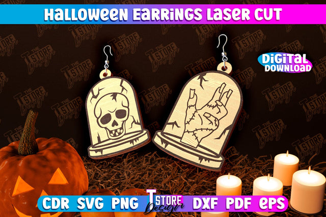 Halloween Earrings Laser Cut | Jewelry Design | Bijoux Design | CNC Files SVG The T Store Design 