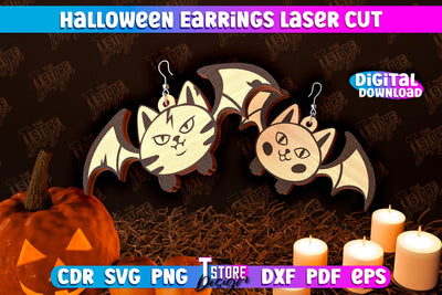 Halloween Earrings Laser Cut | Jewelry Design | Bijoux Design | CNC Files SVG The T Store Design 