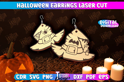 Halloween Earrings Laser Cut | Jewelry Design | Bijoux Design | CNC Files SVG The T Store Design 