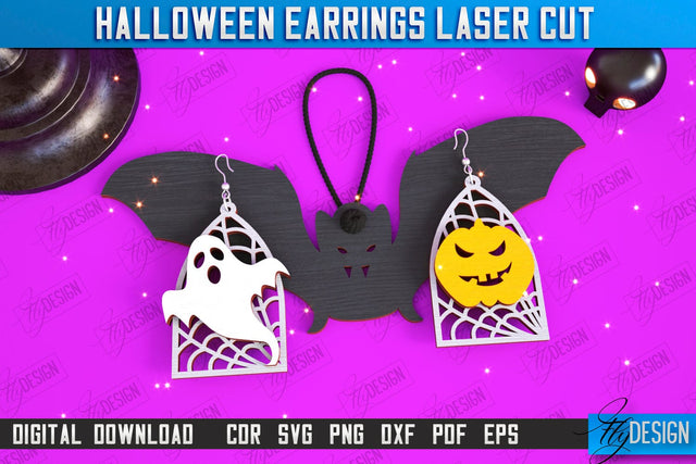 Halloween Earrings Laser Cut | Pendant Earrings | Jewelry | Accessories | Spooky Season | CNC File SVG Fly Design 