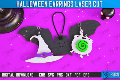Halloween Earrings Laser Cut | Pendant Earrings | Jewelry | Accessories | Spooky Season | CNC File SVG Fly Design 