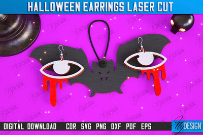 Halloween Earrings Laser Cut | Pendant Earrings | Jewelry | Accessories | Spooky Season | CNC File SVG Fly Design 