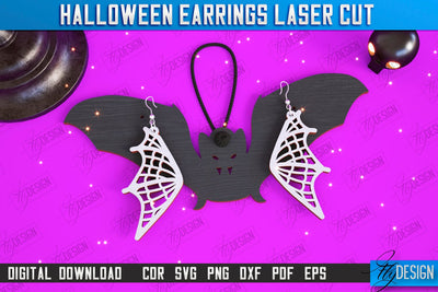 Halloween Earrings Laser Cut | Pendant Earrings | Jewelry | Accessories | Spooky Season | CNC File SVG Fly Design 