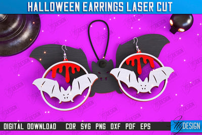 Halloween Earrings Laser Cut | Pendant Earrings | Jewelry | Accessories | Spooky Season | CNC File SVG Fly Design 