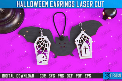Halloween Earrings Laser Cut | Pendant Earrings | Jewelry | Accessories | Spooky Season | CNC File SVG Fly Design 