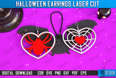Halloween Earrings Laser Cut | Pendant Earrings | Jewelry | Accessories | Spooky Season | CNC File SVG Fly Design 