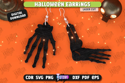 Halloween Earrings Laser Cut | Pendant Earrings | Jewelry | Accessories | Spooky Season | CNC File SVG The T Store Design 