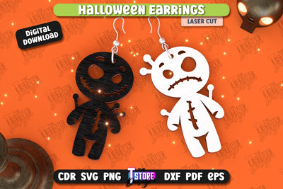 Halloween Earrings Laser Cut | Pendant Earrings | Jewelry | Accessories | Spooky Season | CNC File SVG The T Store Design 