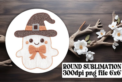 Halloween Embroidered Ghost Ornament Sublimation afrosvg 
