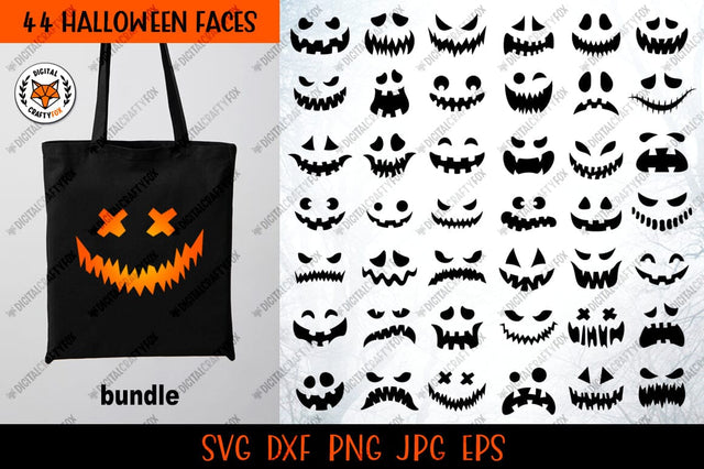 Halloween Face Bundle SVG, Pumpkin Faces Bundle SVG SVG Digital Craftyfox 