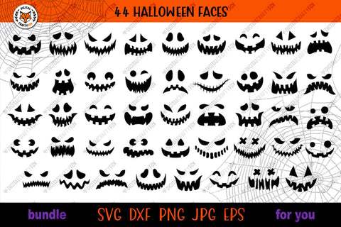 Halloween Face Bundle SVG, Pumpkin Faces Bundle SVG SVG Digital Craftyfox 