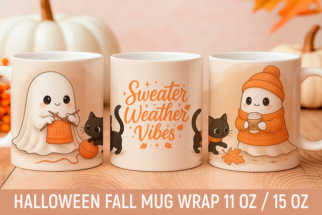 Halloween Fall Mug Wrap Design Sublimation KMarinaDesign 