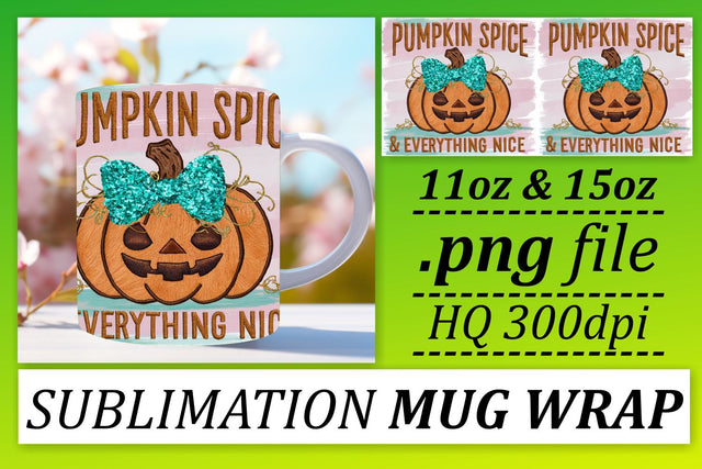 Halloween Fall Pumpkin 11oz/15oz Mug Sublimation Wrap Sublimation afrosvg 