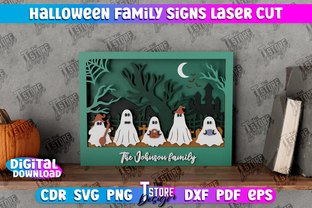 Halloween Family Sign | 3D Halloween Decor | 3D Halloween Scene | Multilayered Design | CNC File SVG The T Store Design 