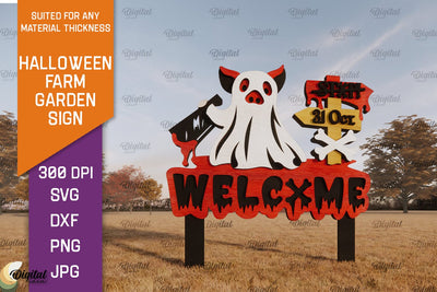 Halloween Farm Garden Sign LaserCut. Halloween Farmhouse SVG SVG Evgenyia Guschina 